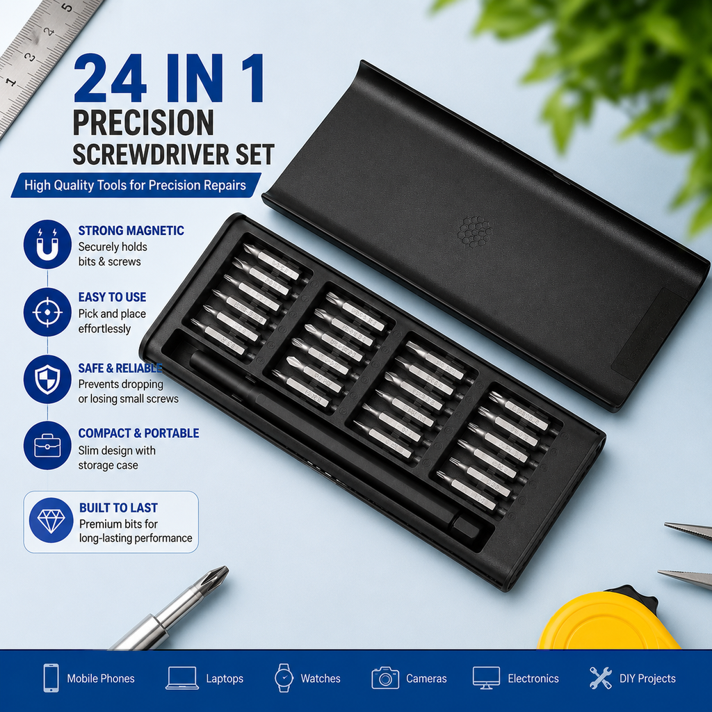 24-in-1 Precision Magnetic Screwdriver Repair Tool Kit – Professional Mini Screwdriver Set for Phone, Laptop, MacBook, Watch, PC & Electronics