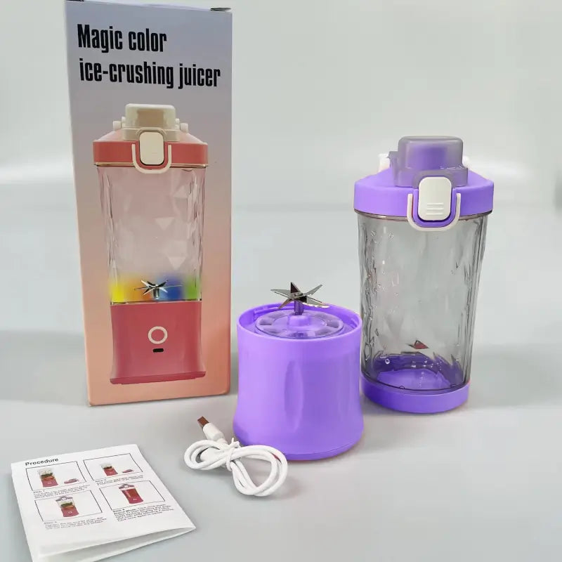Electric Crusher Juicer With Multicolor Light, 8 Blades (600 ML / Multicolor)